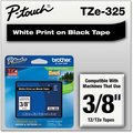 Brother Brother® P-Touch® TZe Labeling Tape, 3/8"W, White on Black TZE325